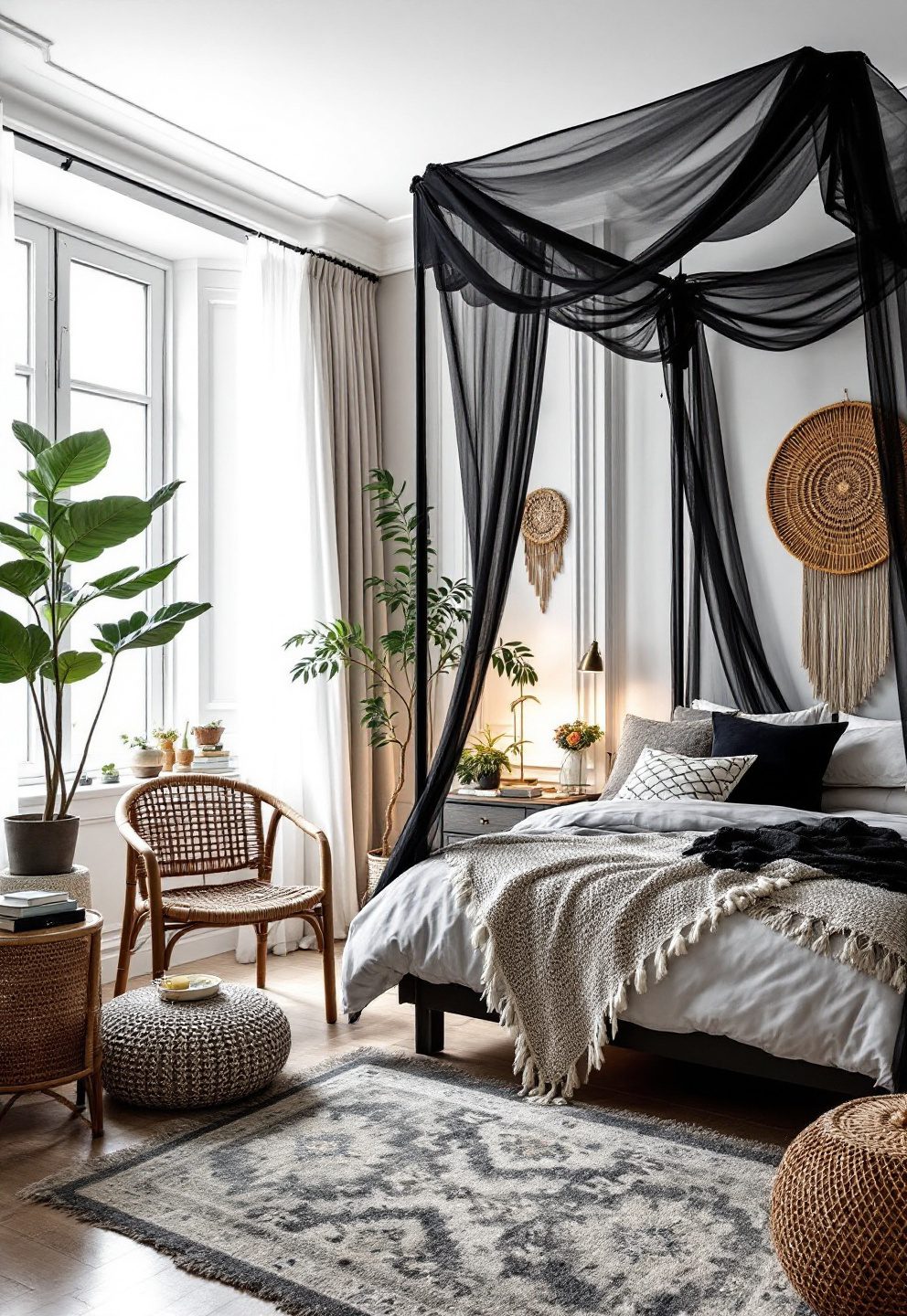 10 Black Boho Bedroom Ideas