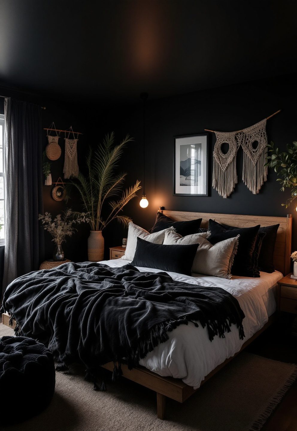 10 Black Boho Bedroom Ideas