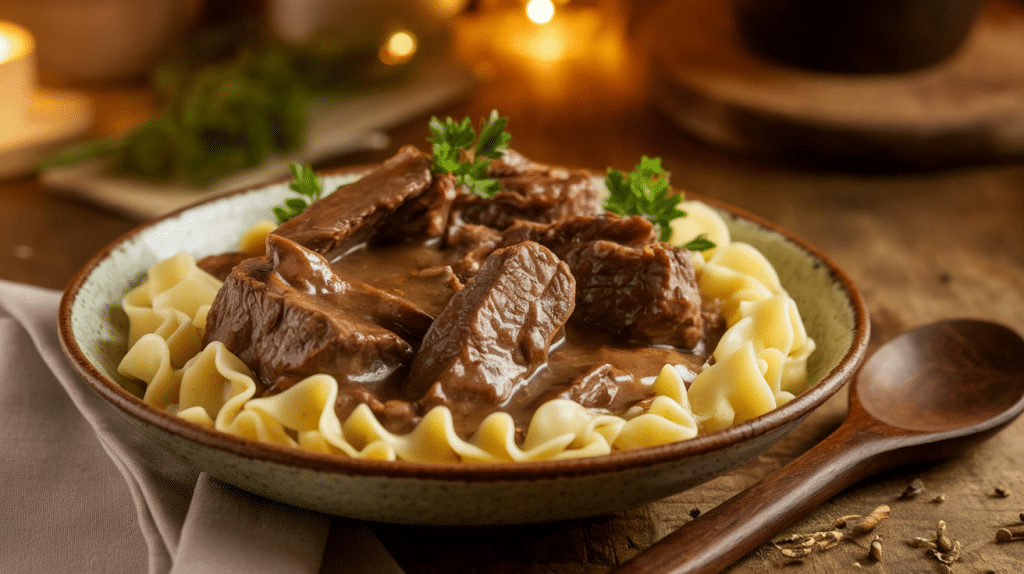 Savory Beef Tips and Noodles Recipe