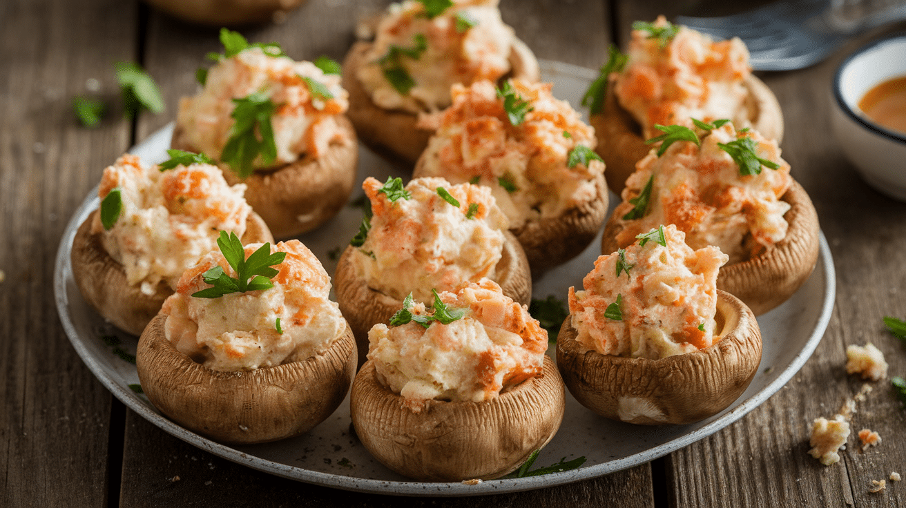 Savory Crab Stuffed Mushrooms Recipe