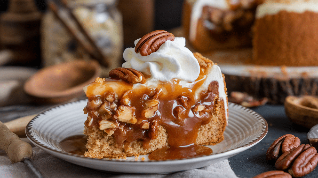 Decadent Butter Pecan Praline Poke Cake Recipe