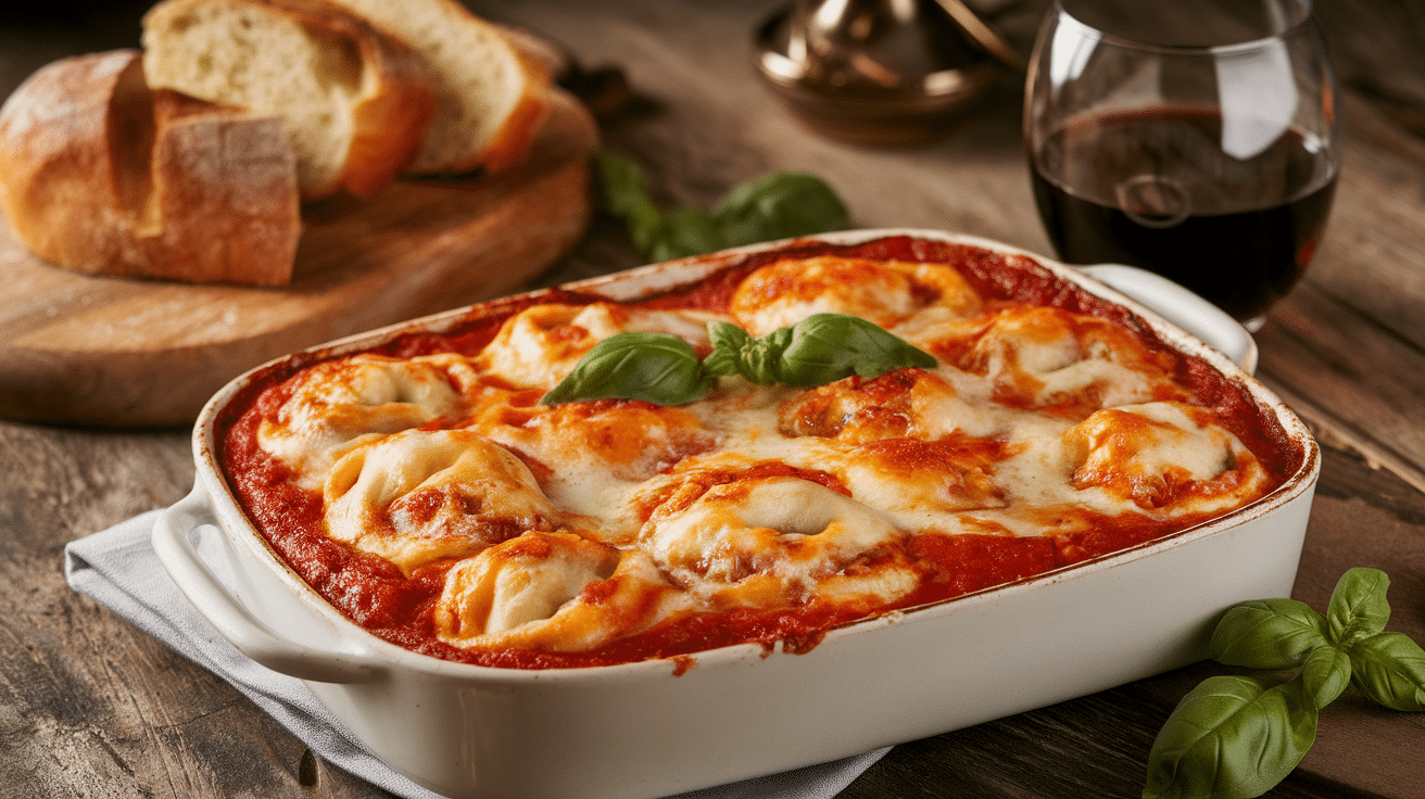 Cheesy Baked Tortellini Delight