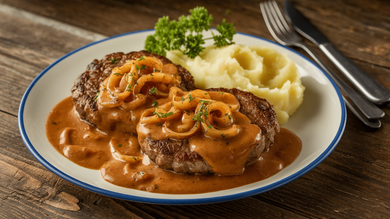 Savory Hamburger Steak with Onion Gravy Recipe