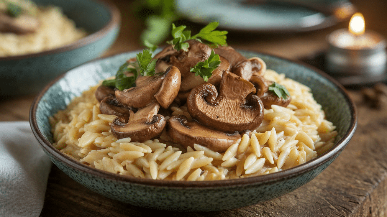 Creamy Garlic Mushroom Orzo Recipe