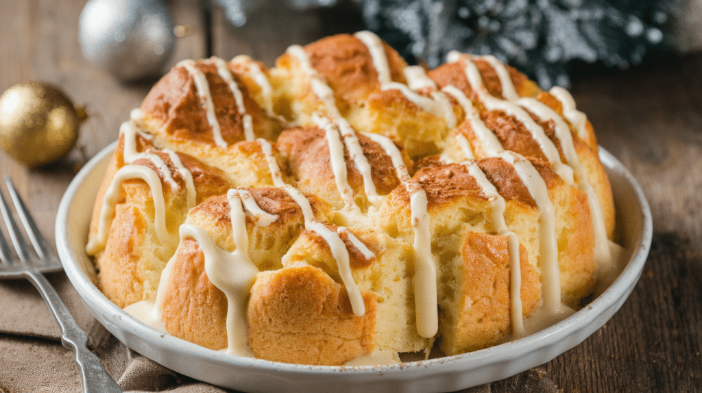 Creamy Eggnog Bread Pudding with a Touch of Nutmeg