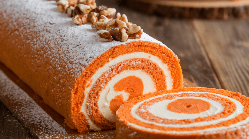 Moist and Creamy Carrot Cake Roll