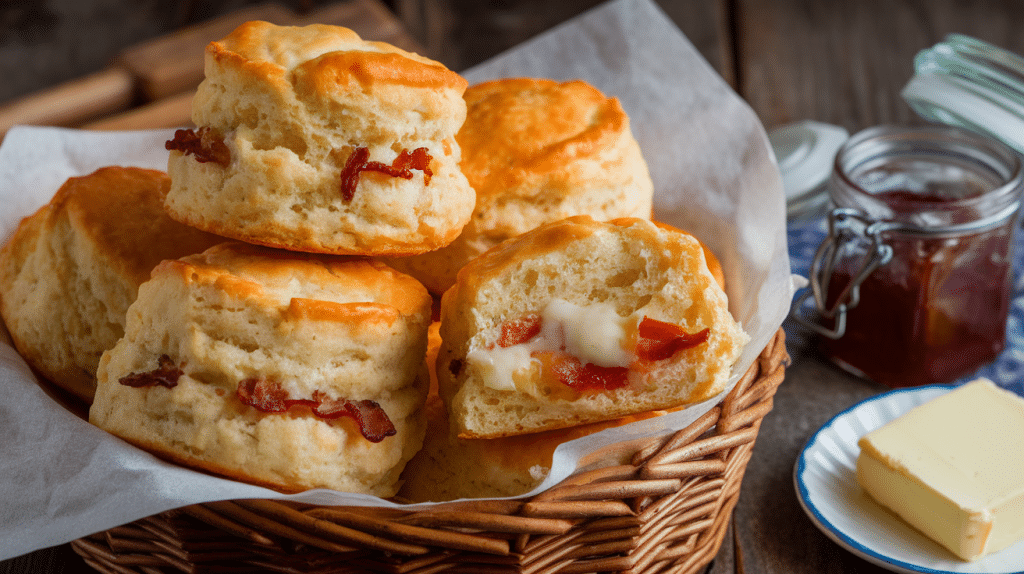 Flaky Bacon Cheddar Biscuits Recipe