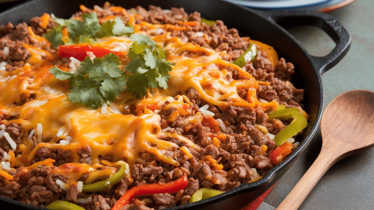 One-Pan Mexican Beef and Rice Skillet Recipe