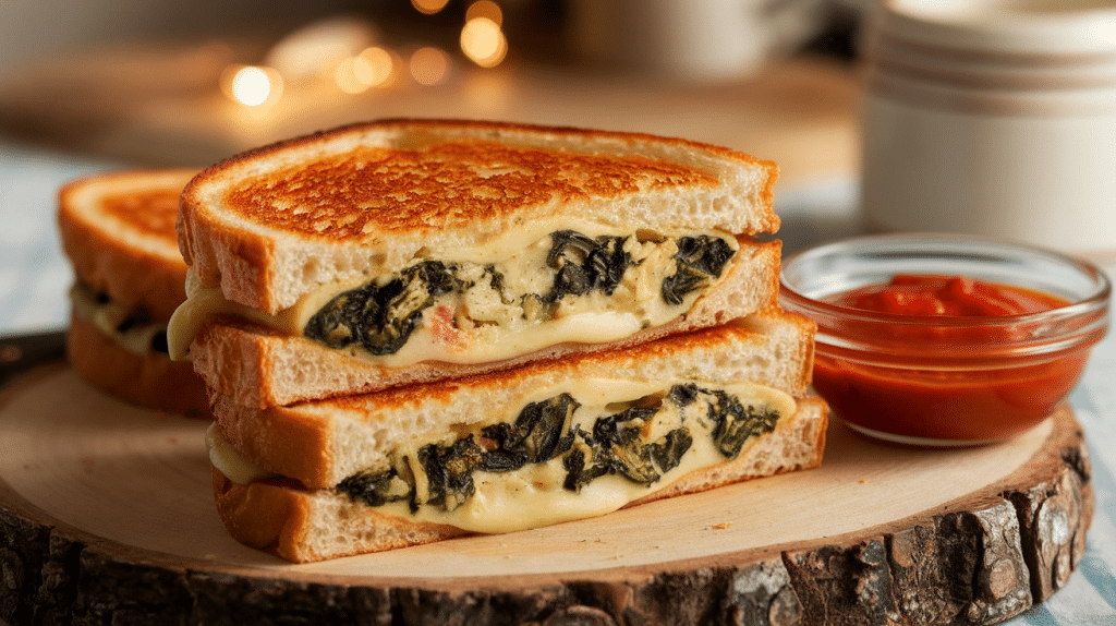 Delicious Spinach Artichoke Grilled Cheese Sandwich