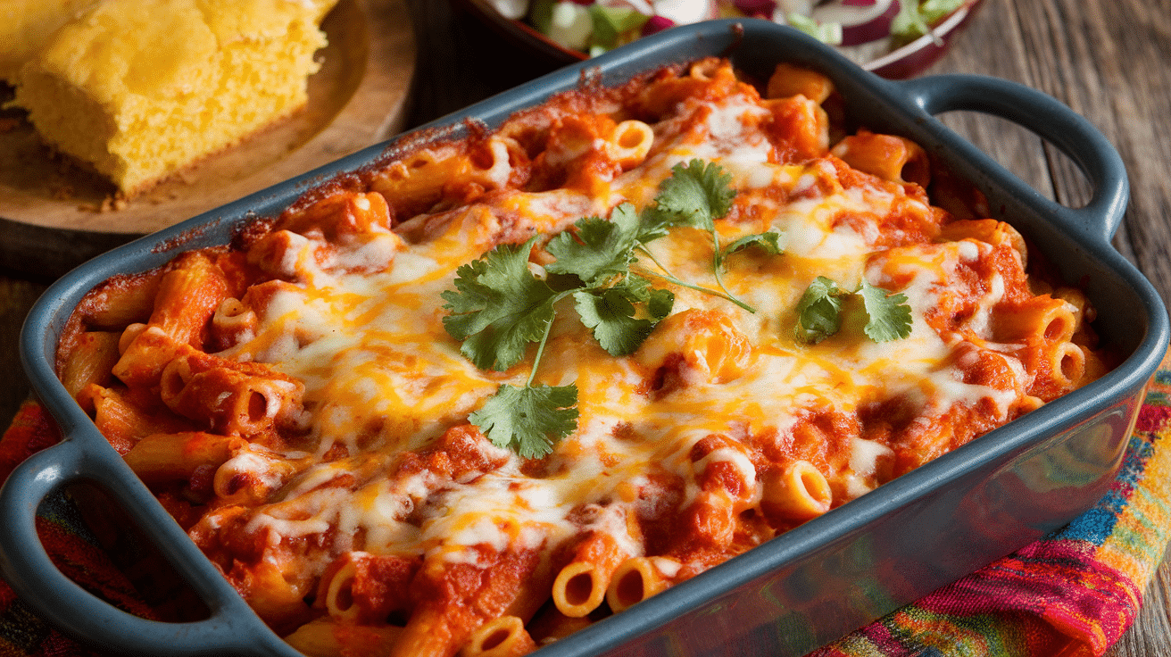 Cheesy Enchilada Pasta Bake