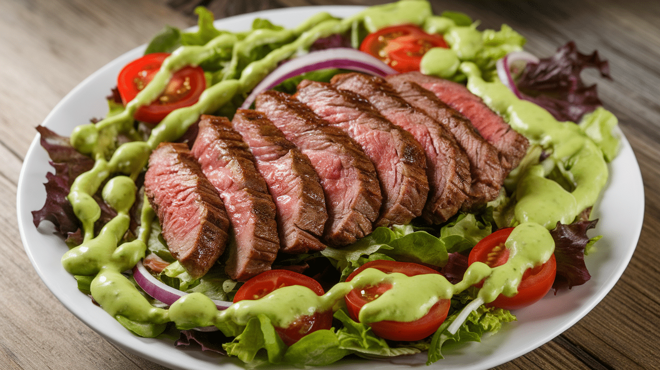 Grilled Steak Salad with Avocado Dressing