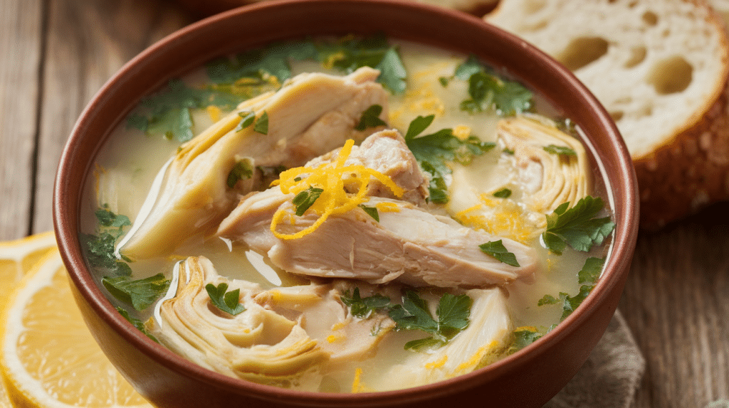 Zesty Lemon Chicken Artichoke Soup Recipe