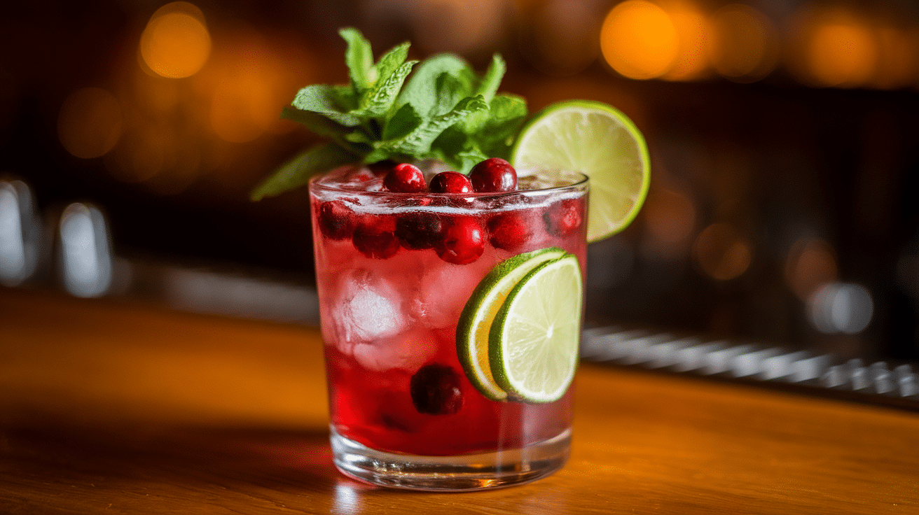 Refreshing Cranberry Bourbon Smash Cocktail