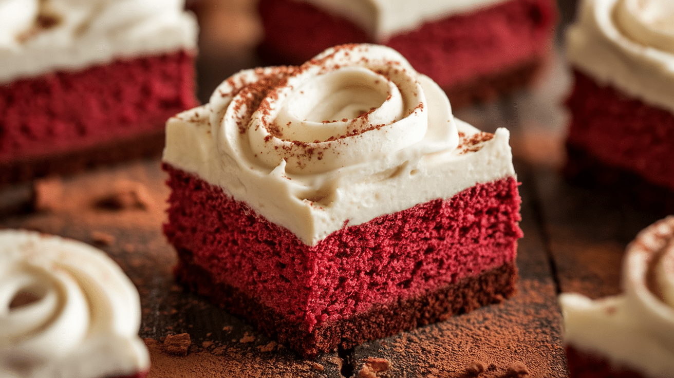 Decadent Red Velvet Bars with Cream Cheese Frosting