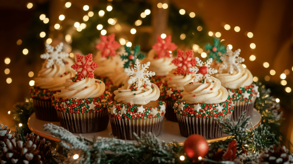 Festive Christmas Cupcakes with Creamy Frosting