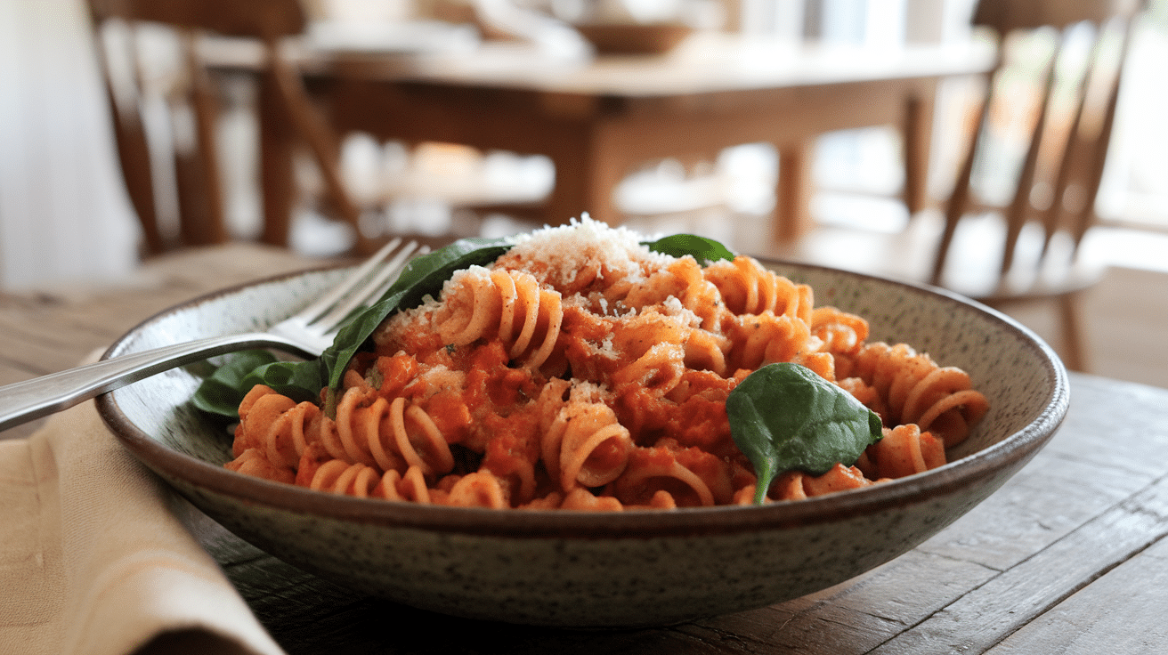 Savory Ground Turkey Pasta with Garlic and Spinach