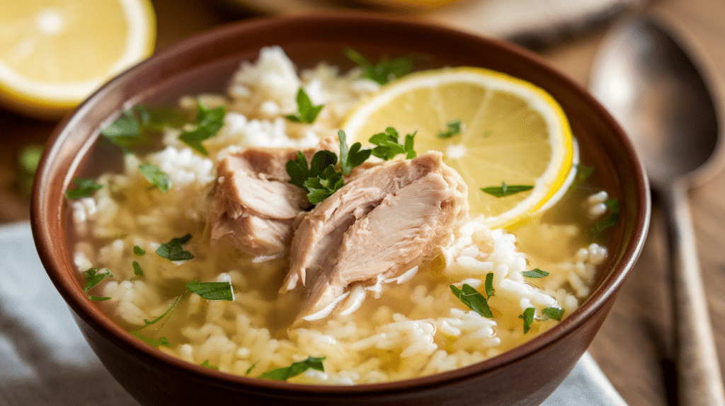 Comforting Chicken Lemon Rice Soup Recipe