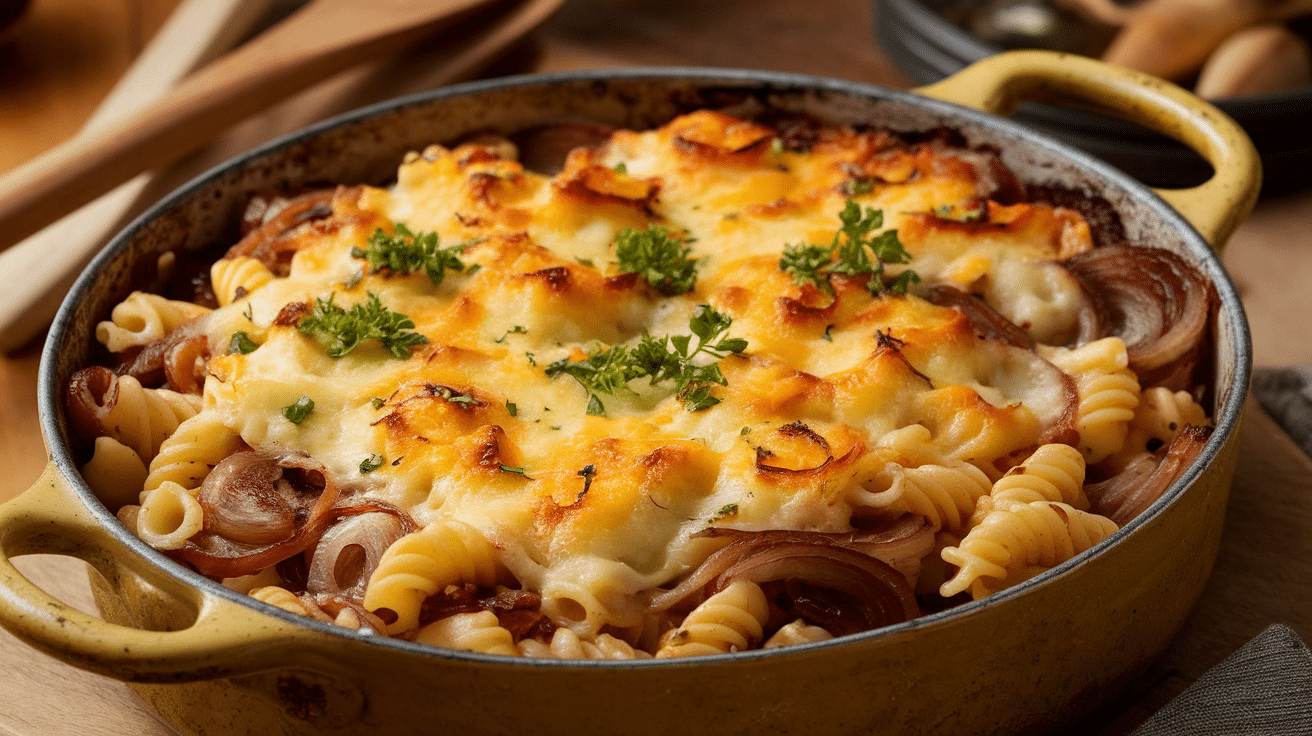 Savory French Onion Pasta Bake