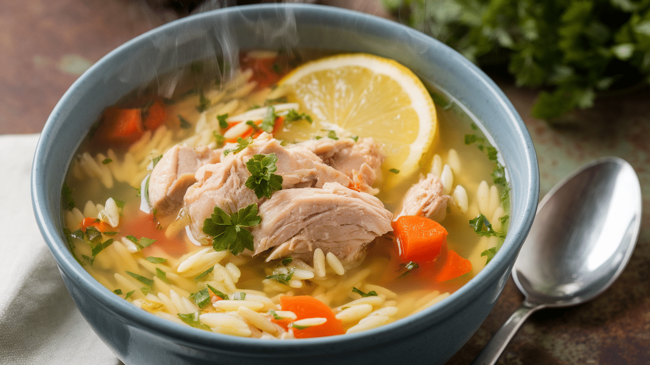 Zesty Lemon Chicken Orzo Soup Recipe