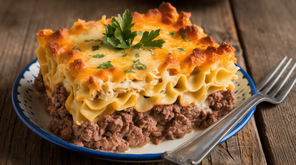 Amish Country Casserole with Ground Beef and Noodles