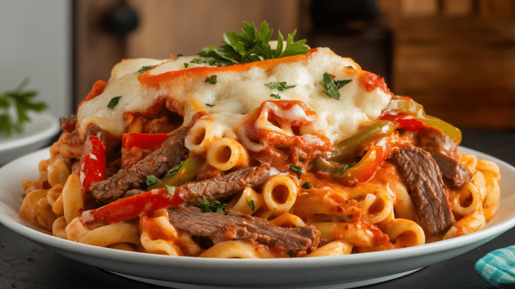 Savory Philly Cheesesteak Pasta Recipe