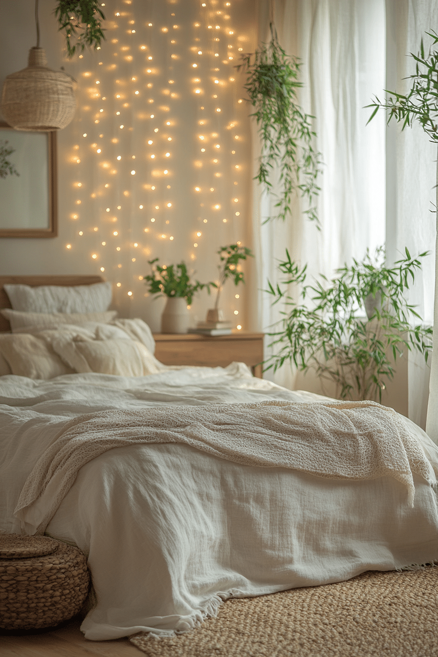 20 Boho Bedroom with Curtain Lights for a Stylish and Soothing Retreat