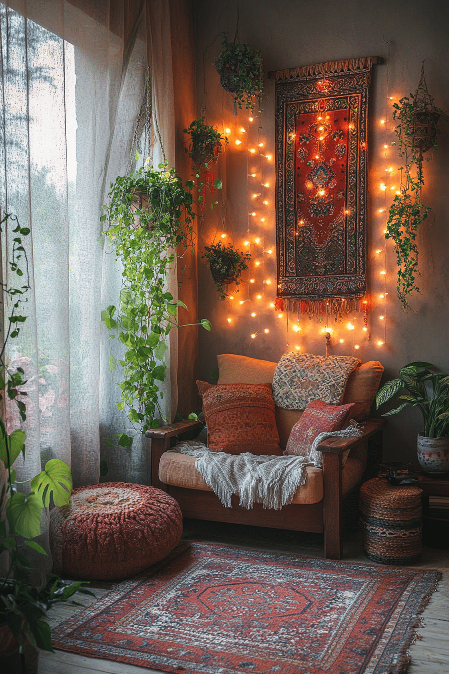 20 Boho Bedroom with Curtain Lights for a Stylish and Soothing Retreat