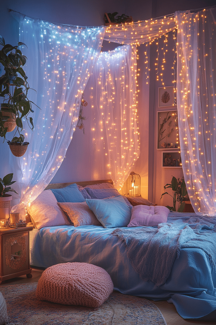 20 Boho Bedroom with Curtain Lights for a Stylish and Soothing Retreat