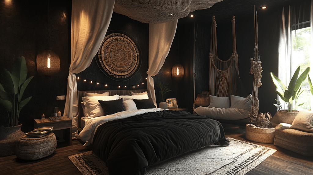 black boho bedroom ideas