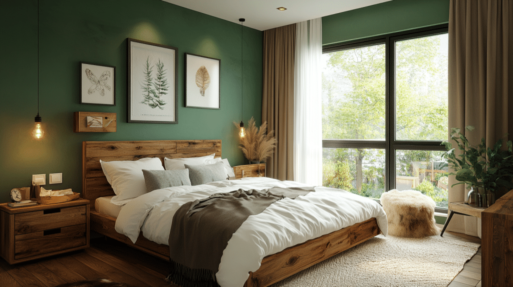 dark green bedroom