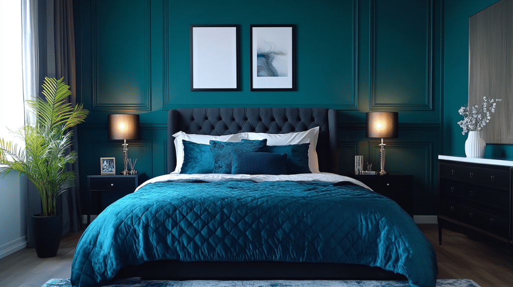 dark teal bedroom