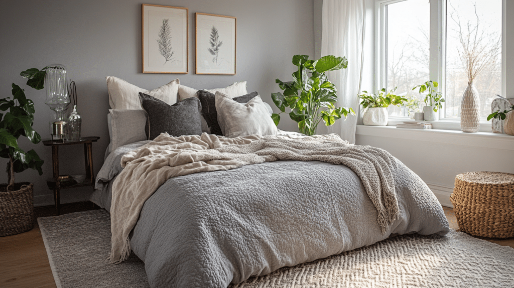 grey boho bedroom