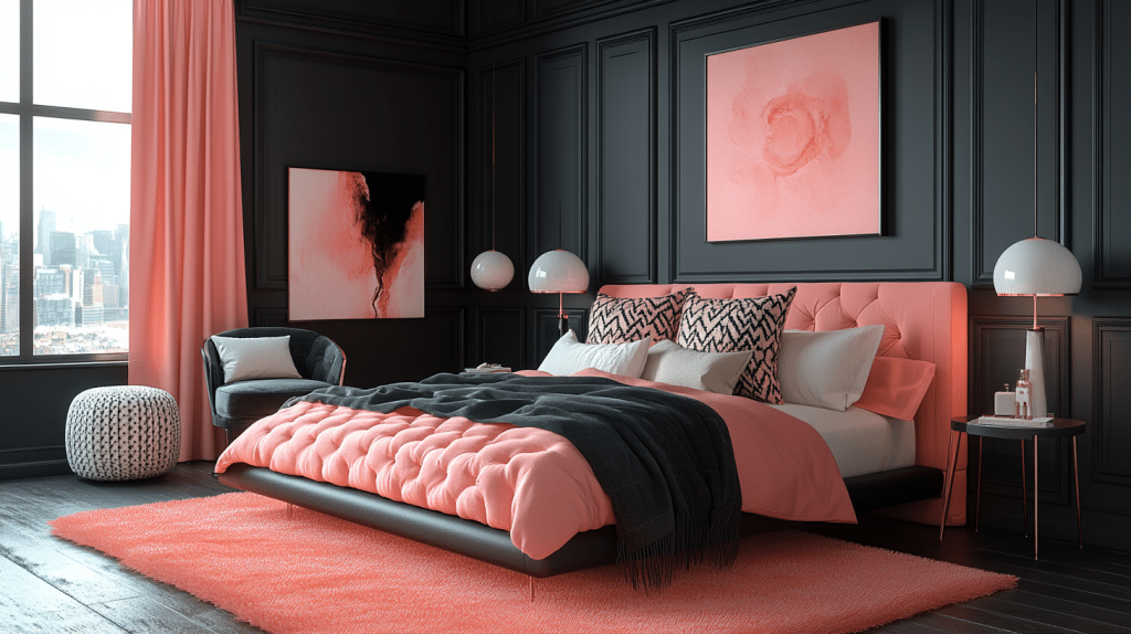 pink and black bedroom ideas