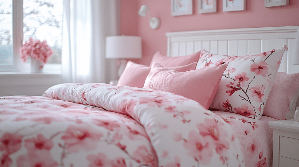 pink and white bedroom