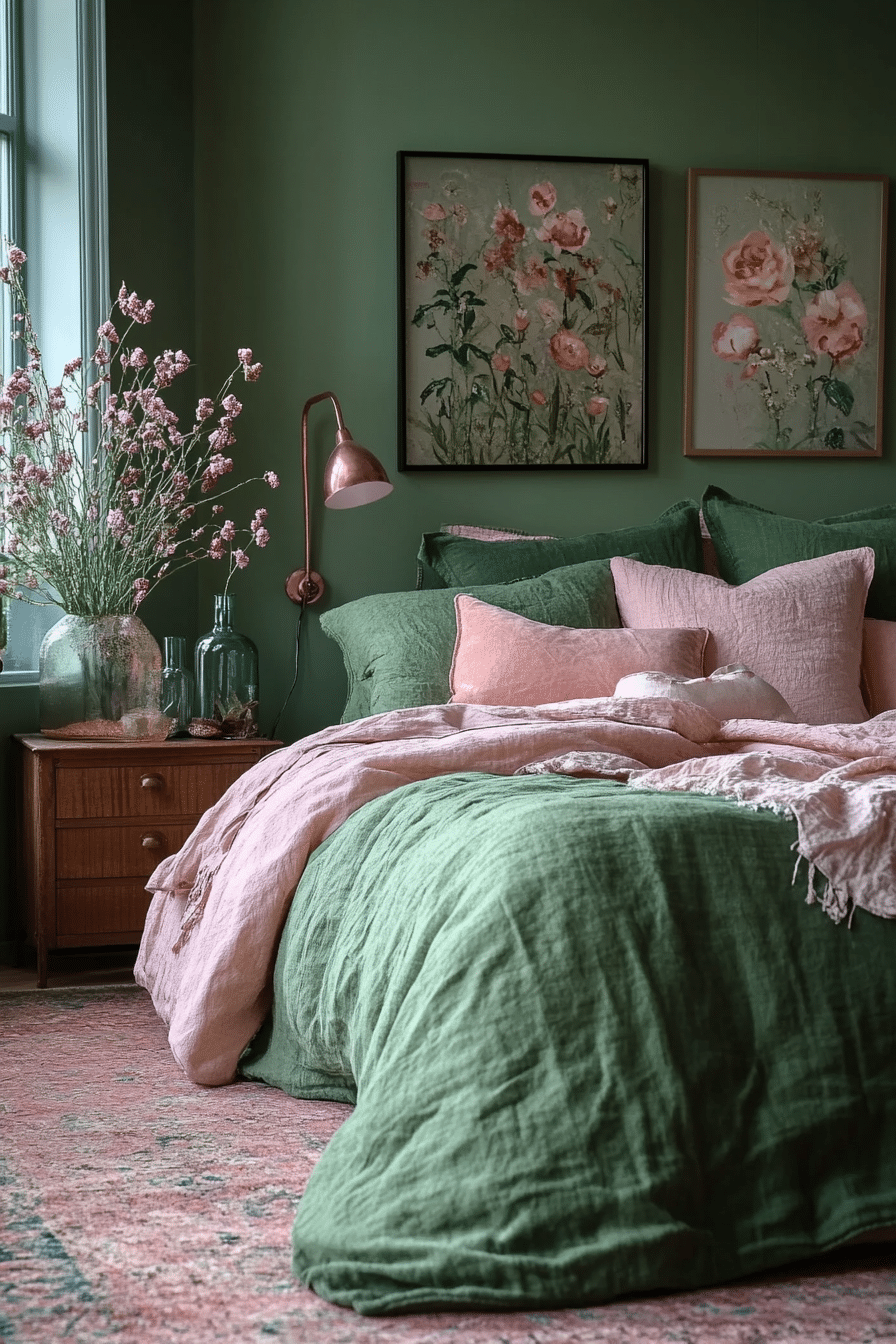 20 Green and Pink Bedroom Ideas for a Bold and Beautiful Design